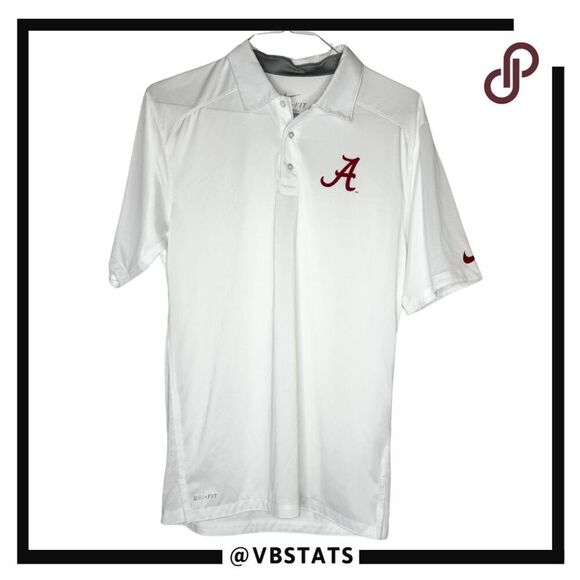 Nike Mens Alabama Crimson Tide Dri-Fit Short Sleeve Golf Polo Shirt White Small - Picture 1 of 7